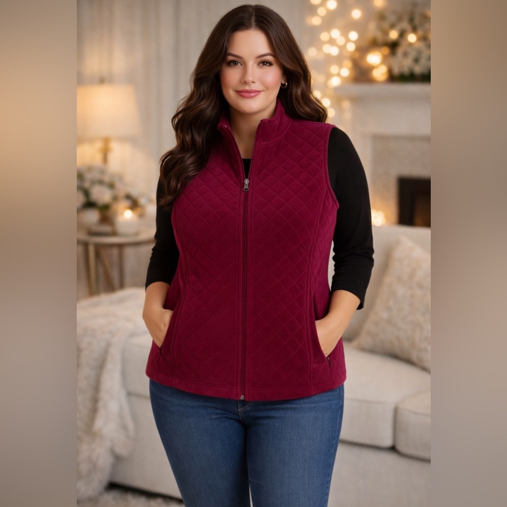 Quilted Deep Burgundy velour Vest